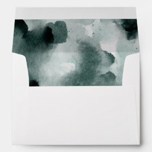 Dark Sage Watercolor Pre-Printed Return Address Envelope