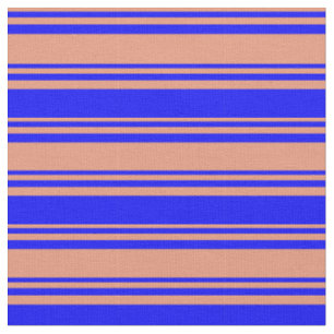 Dark Salmon and Blue Coloured Lines Fabric