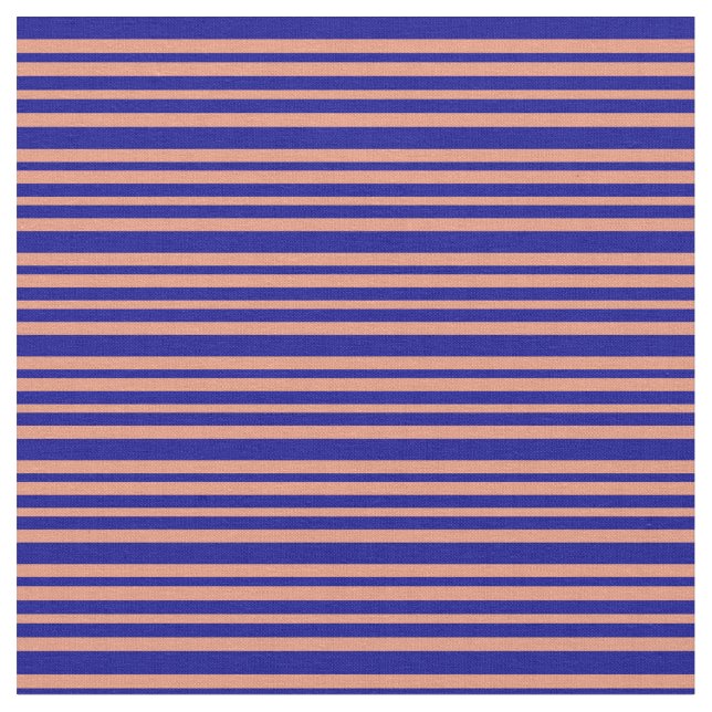 Dark Salmon and Dark Blue Lined Pattern Fabric (Close Up)