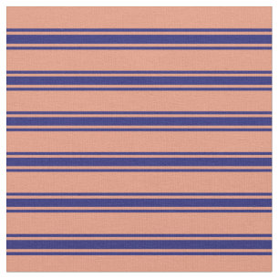 Dark Salmon and Midnight Blue Coloured Lines Fabric