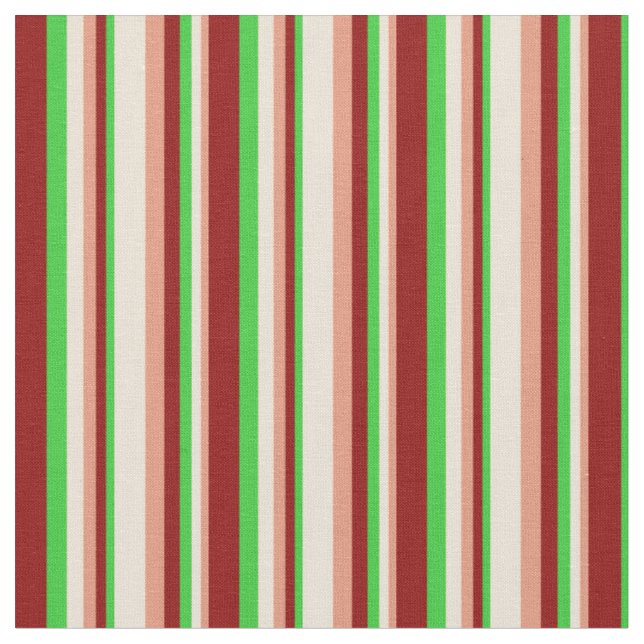Dark Salmon, Bisque, Lime Green, and Dark Red Fabric (Close Up)