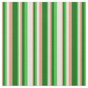 Dark Salmon, Dark Green, Lime Green, and Beige Fabric