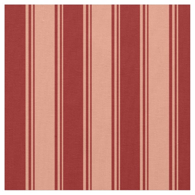 Dark Salmon & Dark Red Lined Pattern Fabric (Close Up)