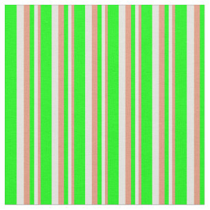 Dark Salmon, Light Yellow, and Lime Stripes Fabric
