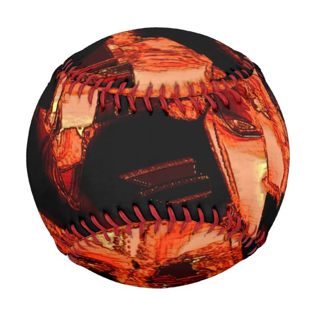 Dark salmon or coral destroyed, black background baseball (Front)