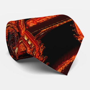 Dark salmon or coral destroyed, black background tie