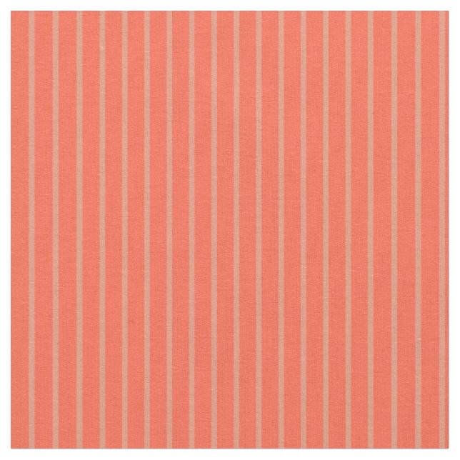 Dark Salmon & Red Coloured Lines Fabric (Close Up)
