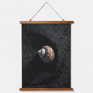 Dark Sand Spiral Shell Minimalist Art Hanging Tapestry