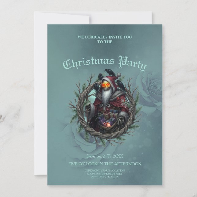 Dark Santa of Shadows – Gothic Christmas Skeleton  Invitation (Front)
