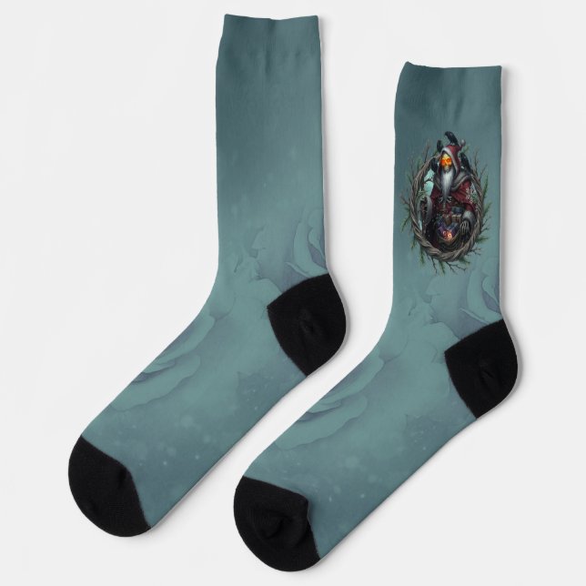 Dark Santa of Shadows – Gothic Christmas Skeleton  Socks (Left)