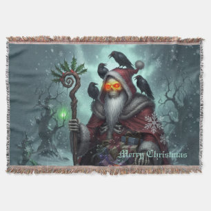 Dark Santa of Shadows – Gothic Christmas Skeleton Throw Blanket