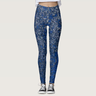 Dark Sapphire Blue Rusted Metal Texture Abstract Leggings