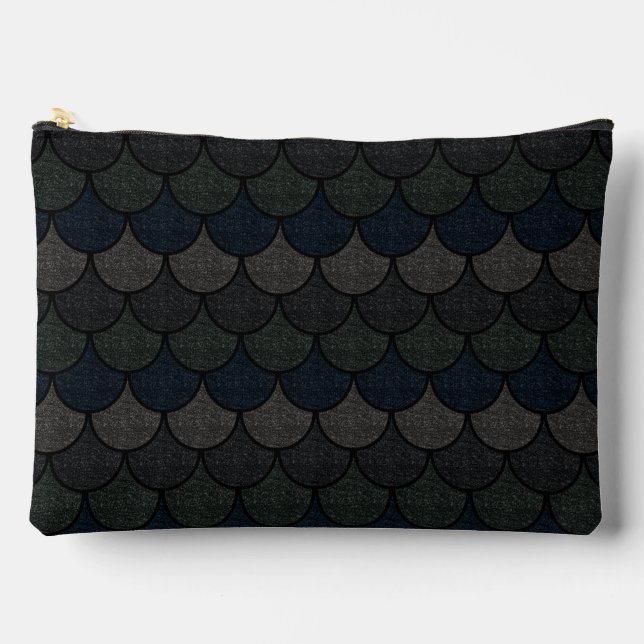 Dark Scalloped Dragon Scale Pattern Accessory Pouch (Front)