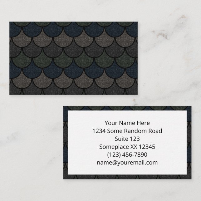 Dark Scalloped Dragon Scale Pattern Business Card (Front/Back)