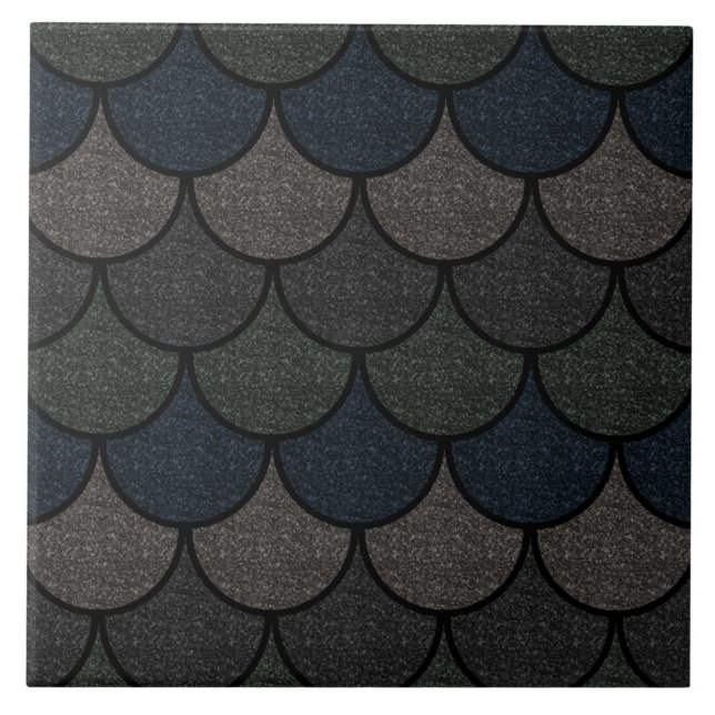 Dark Scalloped Dragon Scale Pattern Tile (Front)