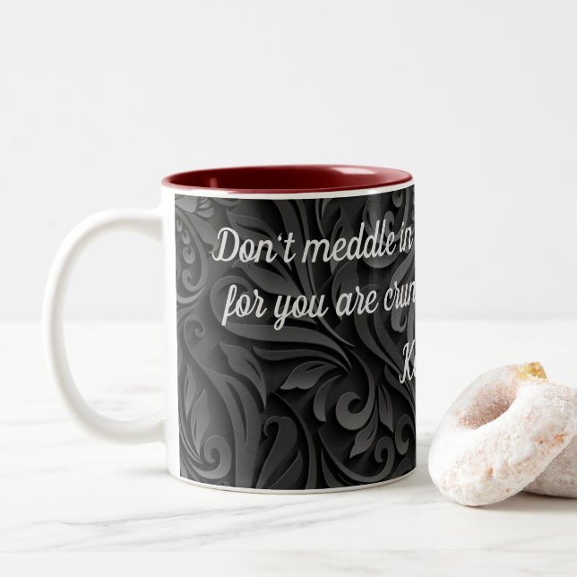 Dark Scroll Don't Meddle In Affairs Of Dragons Two-Tone Coffee Mug (With Donut)