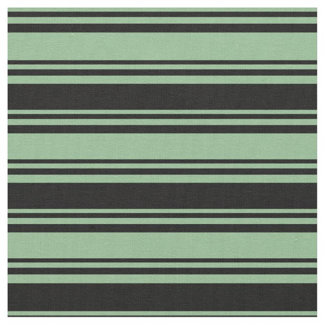 Dark Sea Green and Black Coloured Lined Pattern Fabric (Close Up)