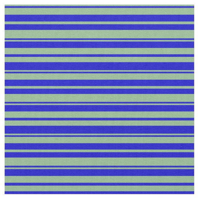 Dark Sea Green and Blue Lined Pattern Fabric (Close Up)