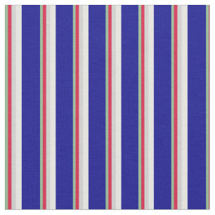 Dark Sea Green, Crimson, Grey, White & Dark Blue Fabric