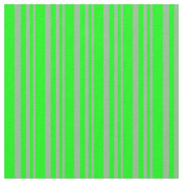 Dark Sea Green & Lime Coloured Pattern of Stripes Fabric (Close Up)