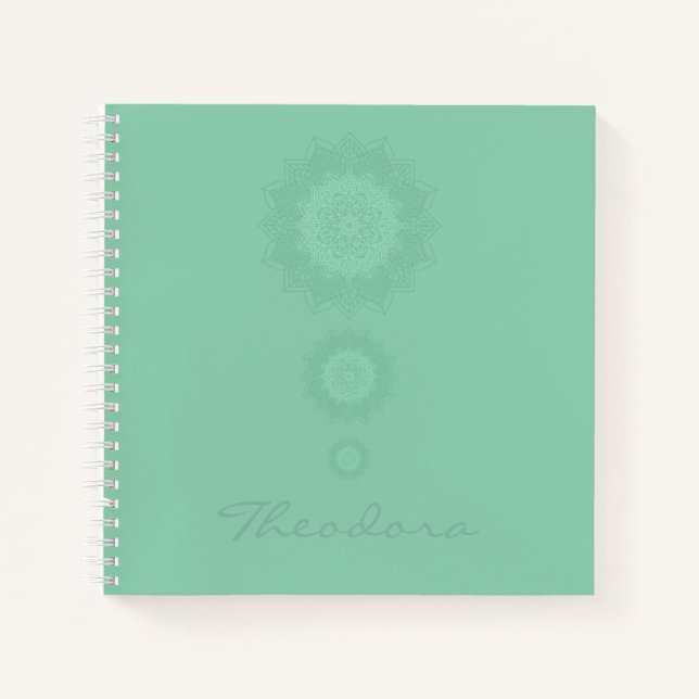 ”Dark Sea Green” Mandala Notebook (Front)
