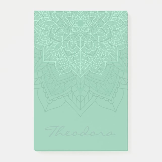 ”Dark Sea Green” Mandala Post-it Notes (Front)