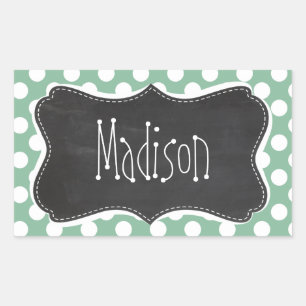 Dark Sea Green Polka Dots; Retro Chalkboard look Sticker