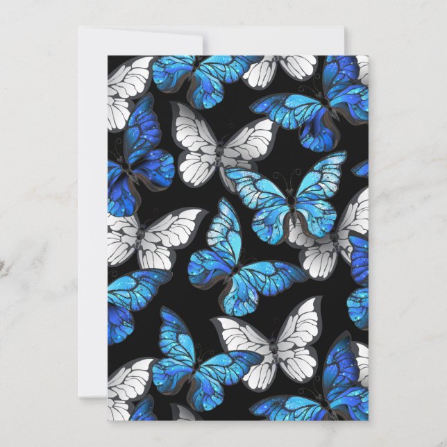 Dark Seamless Pattern with Blue Butterflies Morpho (Front)