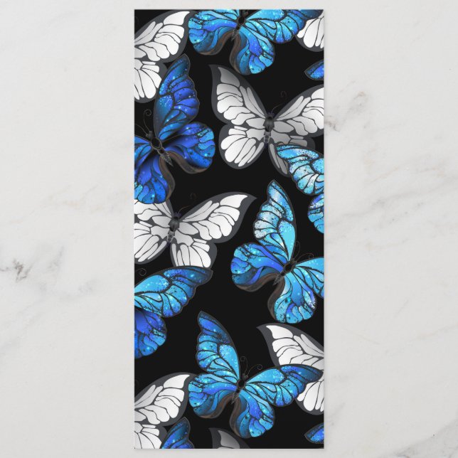 Dark Seamless Pattern with Blue Butterflies Morpho Advice Card (Front)