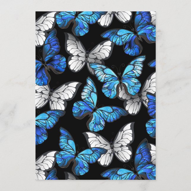 Dark Seamless Pattern with Blue Butterflies Morpho Advice Card (Front)