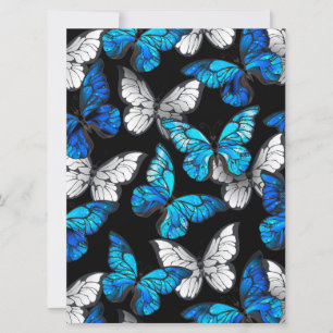 Dark Seamless Pattern with Blue Butterflies Morpho Announcement