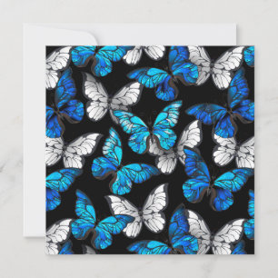 Dark Seamless Pattern with Blue Butterflies Morpho Announcement