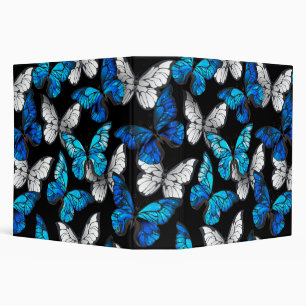 Dark Seamless Pattern with Blue Butterflies Morpho Binder