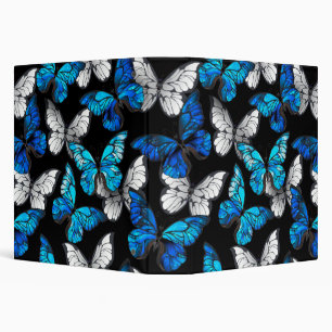 Dark Seamless Pattern with Blue Butterflies Morpho Binder