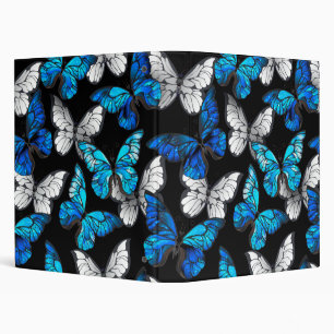 Dark Seamless Pattern with Blue Butterflies Morpho Binder