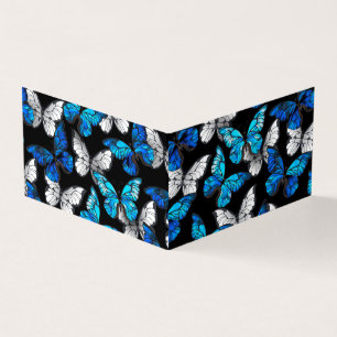 Dark Seamless Pattern with Blue Butterflies Morpho Business Card