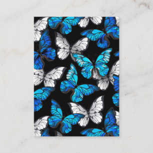 Dark Seamless Pattern with Blue Butterflies Morpho Calling Card