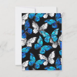Dark Seamless Pattern with Blue Butterflies Morpho Card