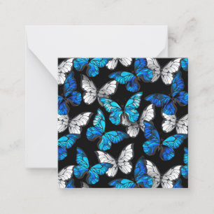 Dark Seamless Pattern with Blue Butterflies Morpho Card