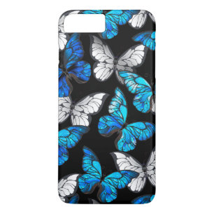 Dark Seamless Pattern with Blue Butterflies Morpho Case-Mate iPhone Case
