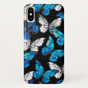 Dark Seamless Pattern with Blue Butterflies Morpho Case-Mate iPhone Case