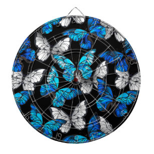 Dark Seamless Pattern with Blue Butterflies Morpho Dartboard