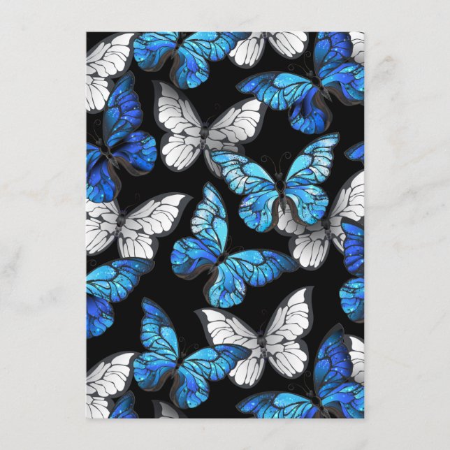 Dark Seamless Pattern with Blue Butterflies Morpho Enclosure Card (Front)
