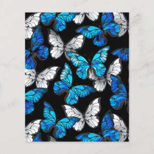 Dark Seamless Pattern with Blue Butterflies Morpho Flyer