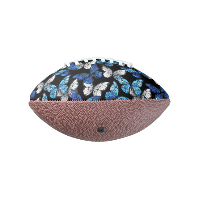 Dark Seamless Pattern with Blue Butterflies Morpho Football (Rotated 270)