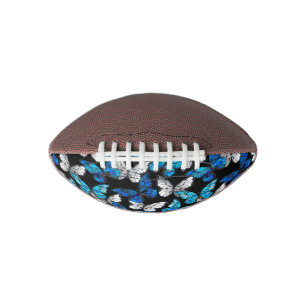 Dark Seamless Pattern with Blue Butterflies Morpho Football