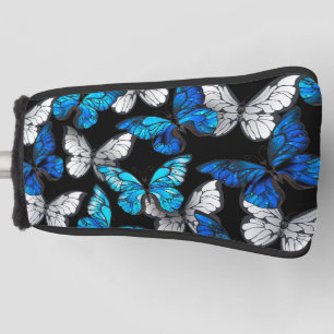 Dark Seamless Pattern with Blue Butterflies Morpho Golf Head Cover