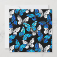Dark Seamless Pattern with Blue Butterflies Morpho