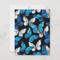 Dark Seamless Pattern with Blue Butterflies Morpho