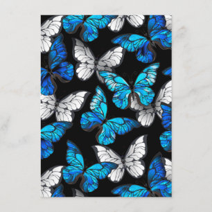 Dark Seamless Pattern with Blue Butterflies Morpho Menu